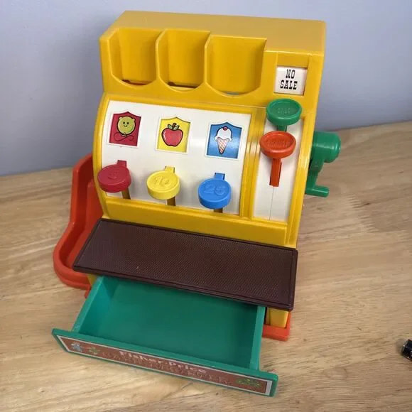 Vintage 1974 Fisher Price Cash Register #926 With 4 Coins Working Bell Handle - Picture 11 of 11